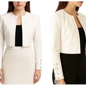 Paule Ka Paris White Tie Sleeve Jacket Size 38 XS